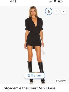 The Court Mini Black SeerSucker Dress -M